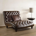 Dark brown tufted leather double chaise lounge - Your Western Decor