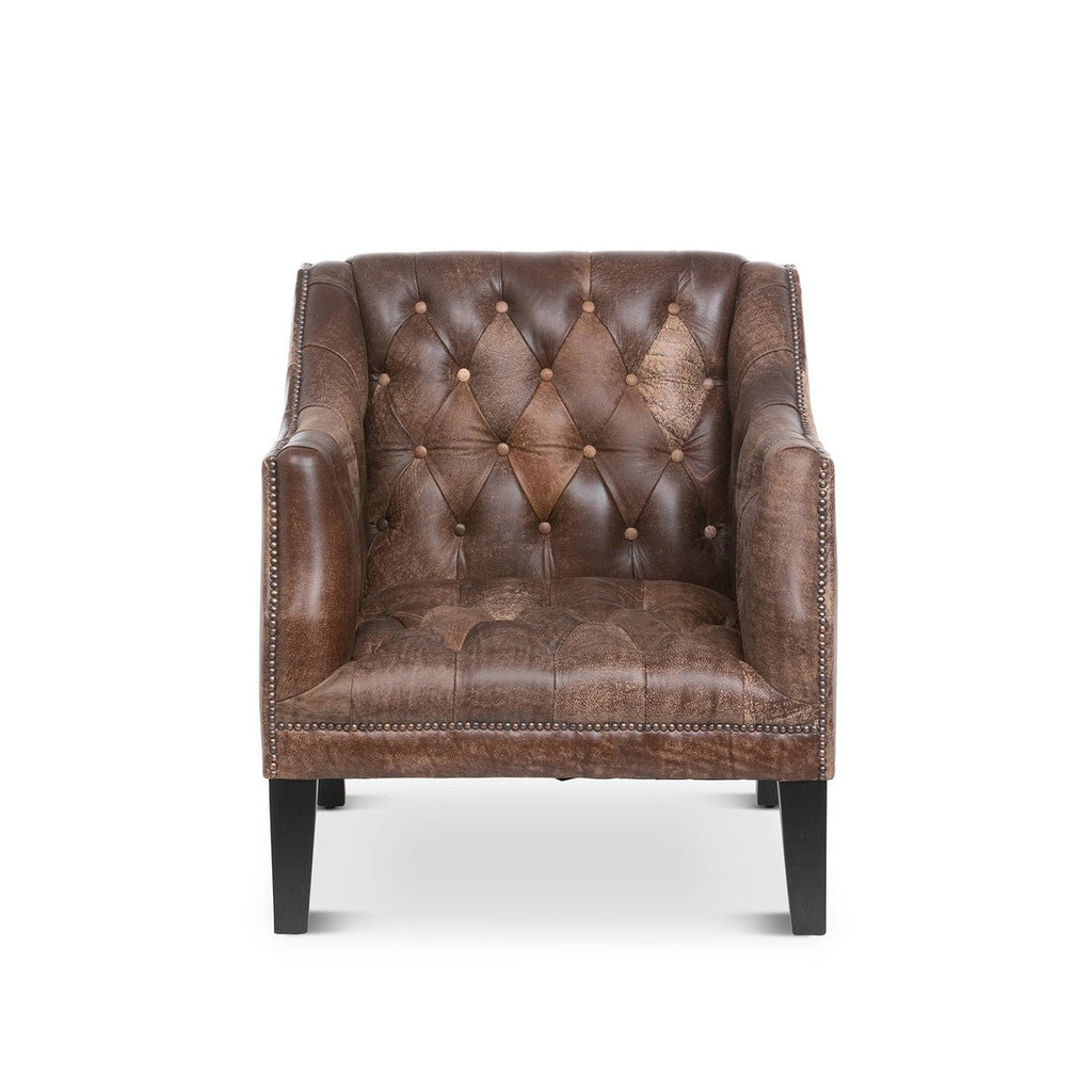 Tufted Distressed Leather Club Chair - Your Western Decor