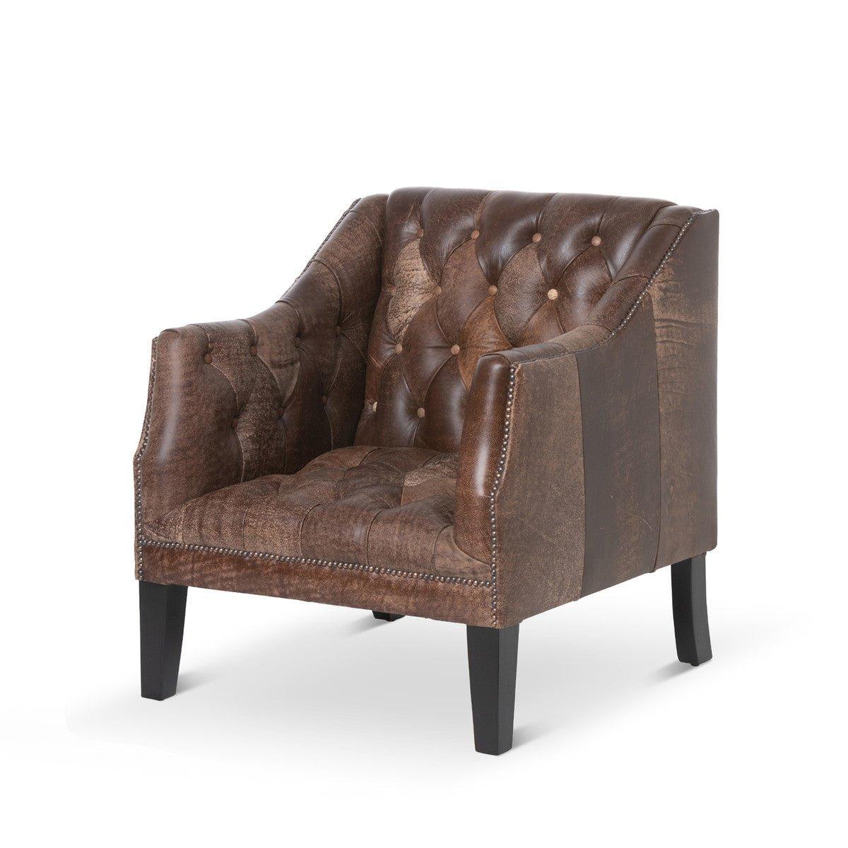 Tufted Distressed Leather Club Chair - Your Western Decor