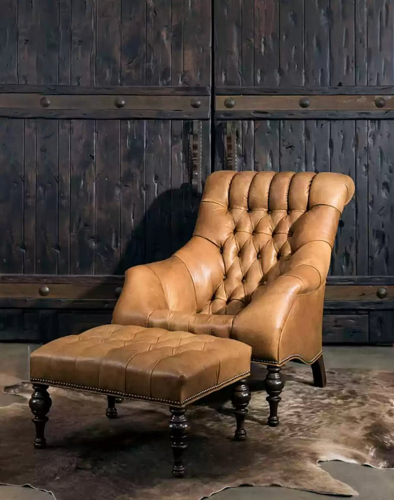 American made Tufted Leather Napping Chair & Ottoman - Your Western Decor