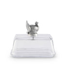 Glass butter dish with aluminum turkey handle on lid - Your Western Decor