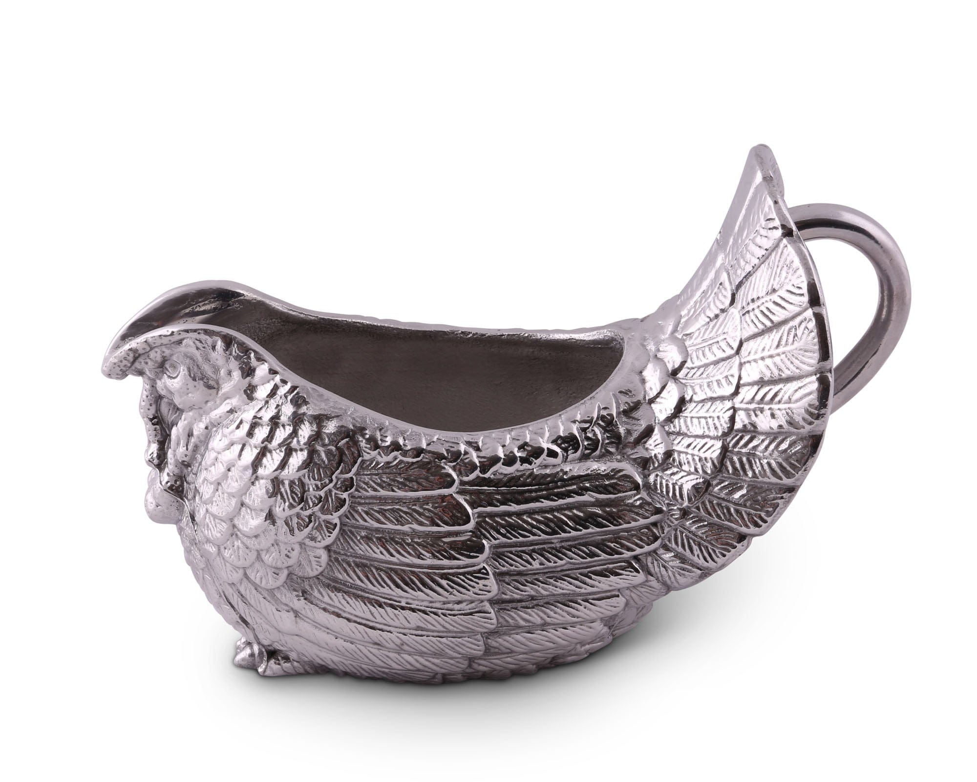 Carved aluminum turkey design gravy boat - Your Western Decor