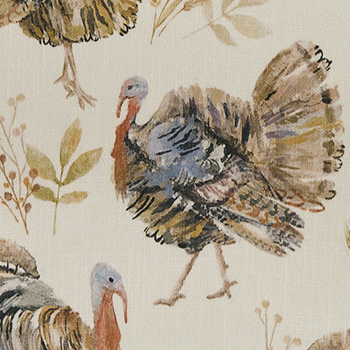 Pattern of turkeys and leaves on a fabric background on placemat - Your Western Decor