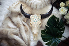 Turquoise Beaded Carved Steer Skull - Your Western Decor