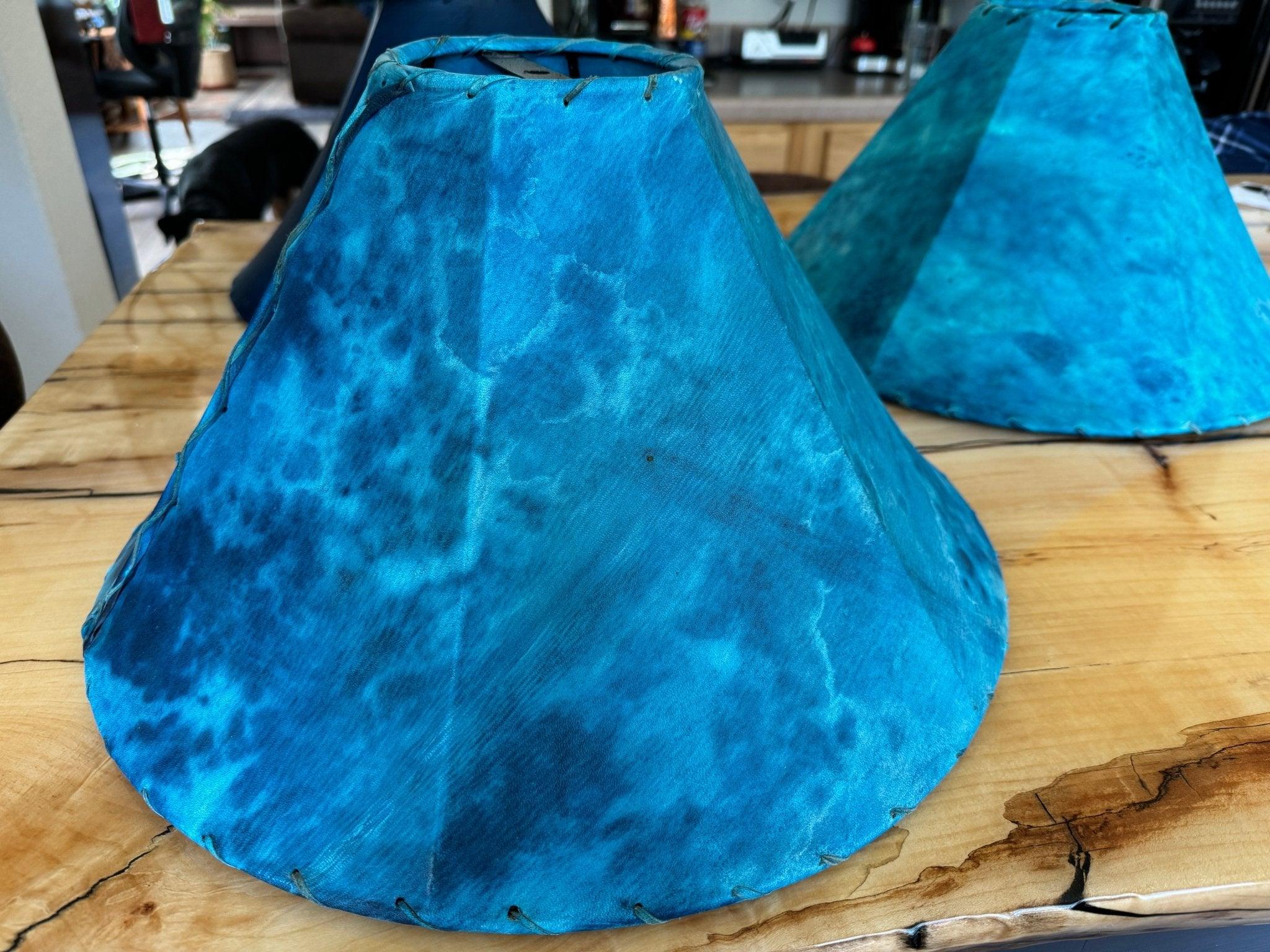 15" Turquoise dyed rawhide lamps shades - Your Western Decor