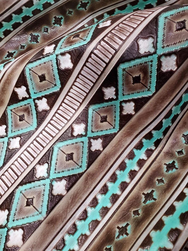Turquoise & Cocoa Southwestern Leather - Your Western Decor