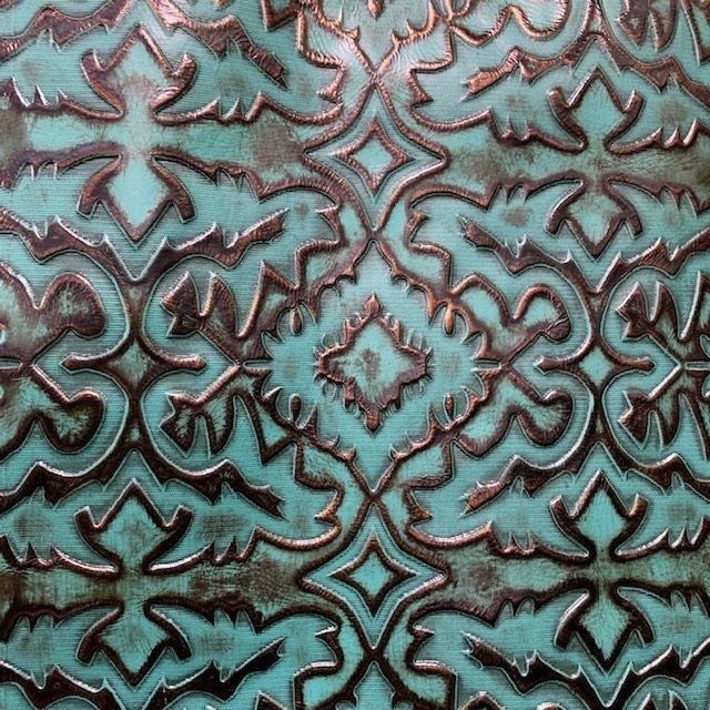 CUSTOM Laredo Turquoise Copper Embossed Leather - Your Western Decor