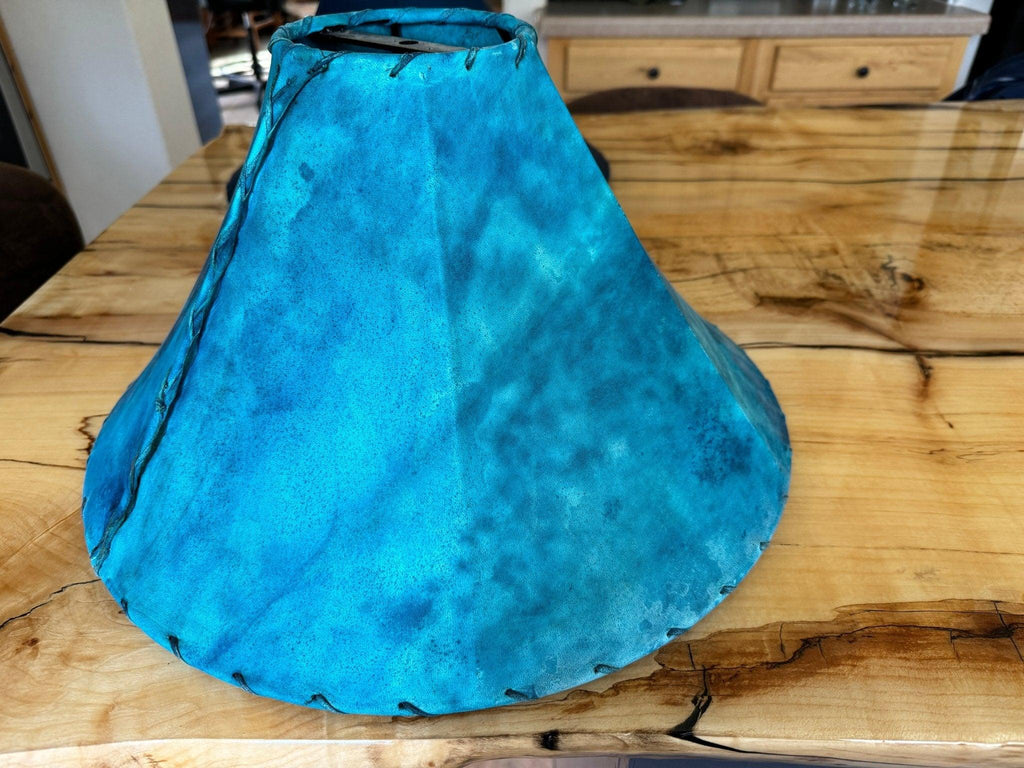 15" Turquoise dyed rawhide lamps shade - Your Western Decor