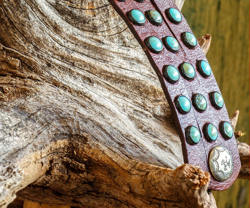 Turquoise Stone & Leather Cuff Bracelet hand crafted in Texas - Your Western Decor