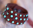 Turquoise Stone & Leather Cuff Bracelet hand crafted in Texas - Your Western Decor