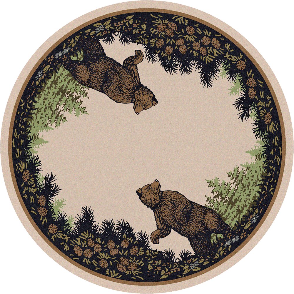 Twin Bears Lodge 8' Round Area Rug - Made in the USA - Your Western Decor, LLC
