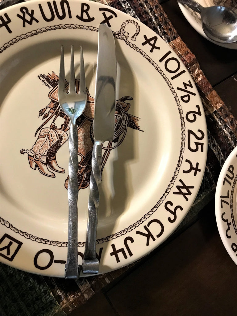 Rustic twisted iron flatware. Your Western Decor