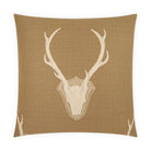 Decorative pillow with deer skull design on a beige background