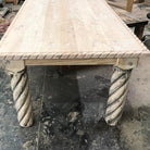 Handcrafted and carved wood dining table unfinished 