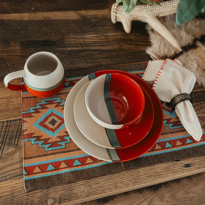 Vermillion Canyon Dinnerware in red, cream, and taupe - hand painted ceramic - Your Western Decor