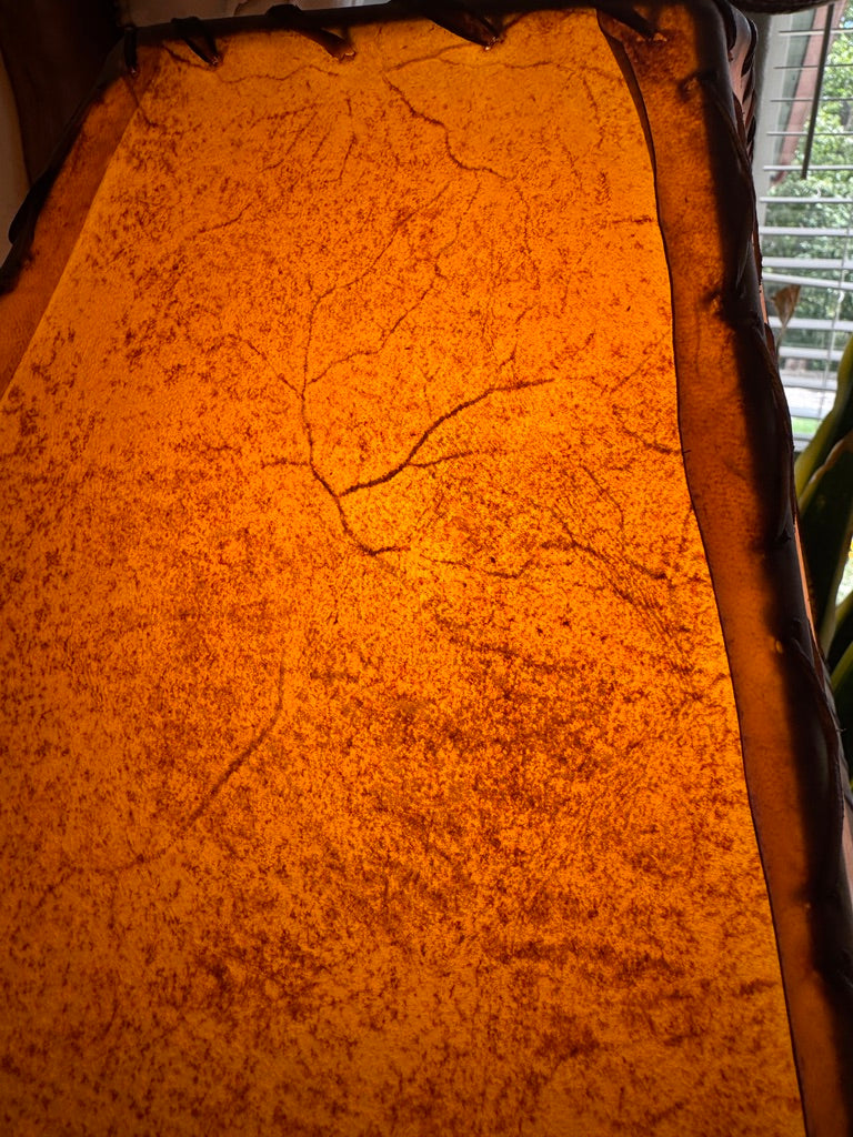 vien detail in buckskin rawhide lamp shade 