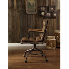 brown leather office chair industrial style rolling desk chair