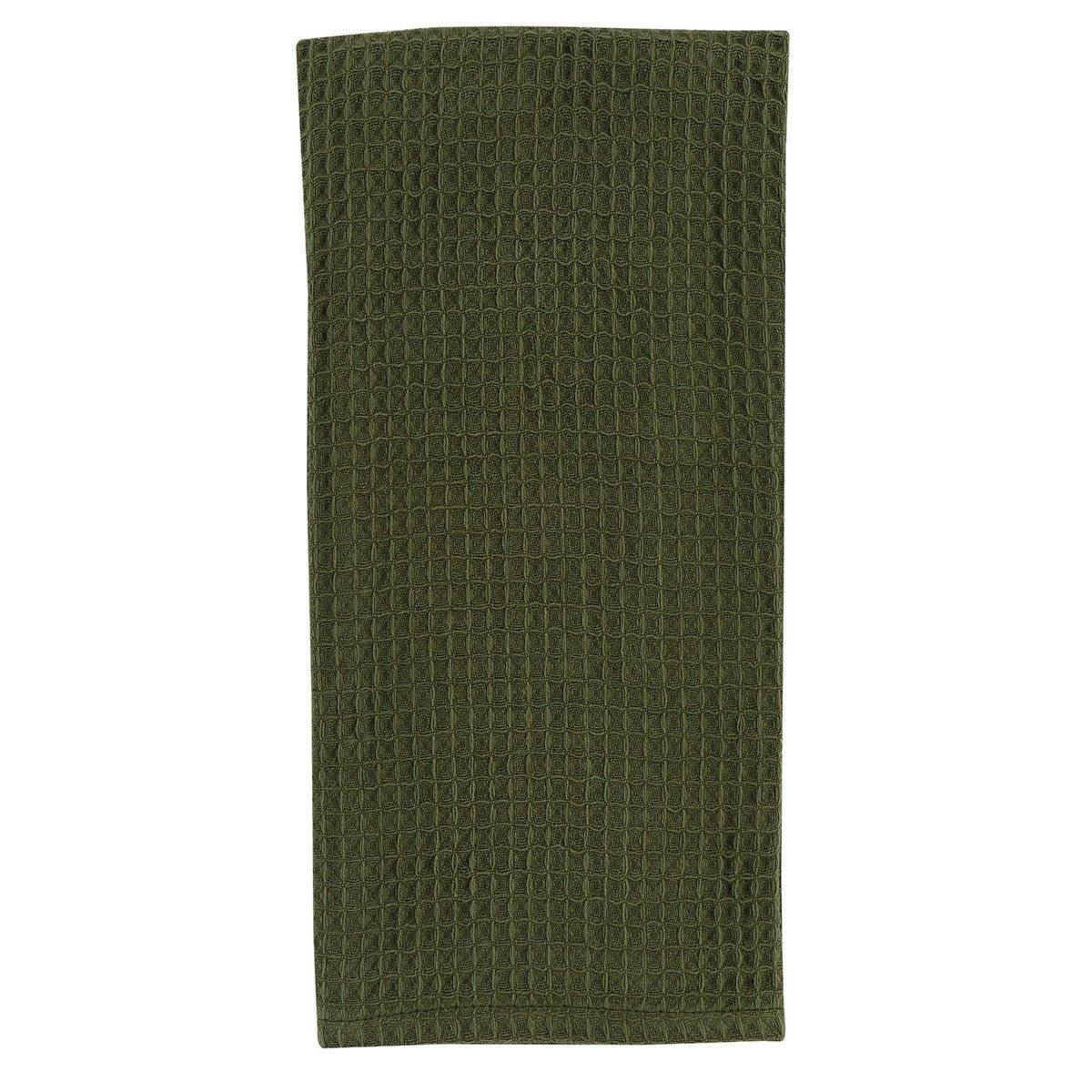 Waffle kitchen towel in dark moss green - Your Western Decor