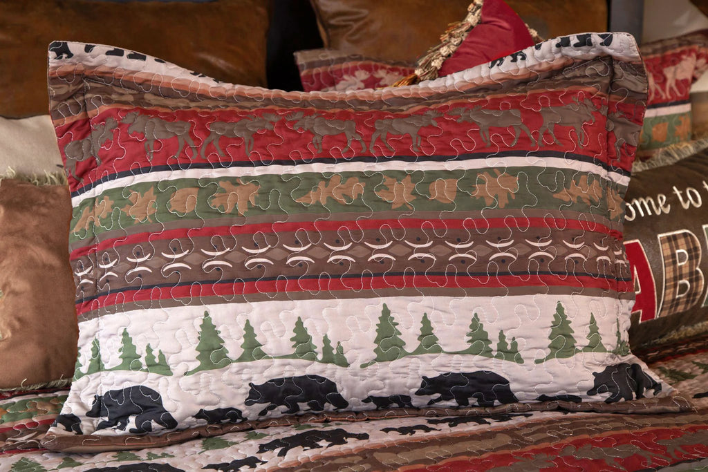 Wandering Wildlife Lodge Quilted Pillow Sham - Your Western Decor