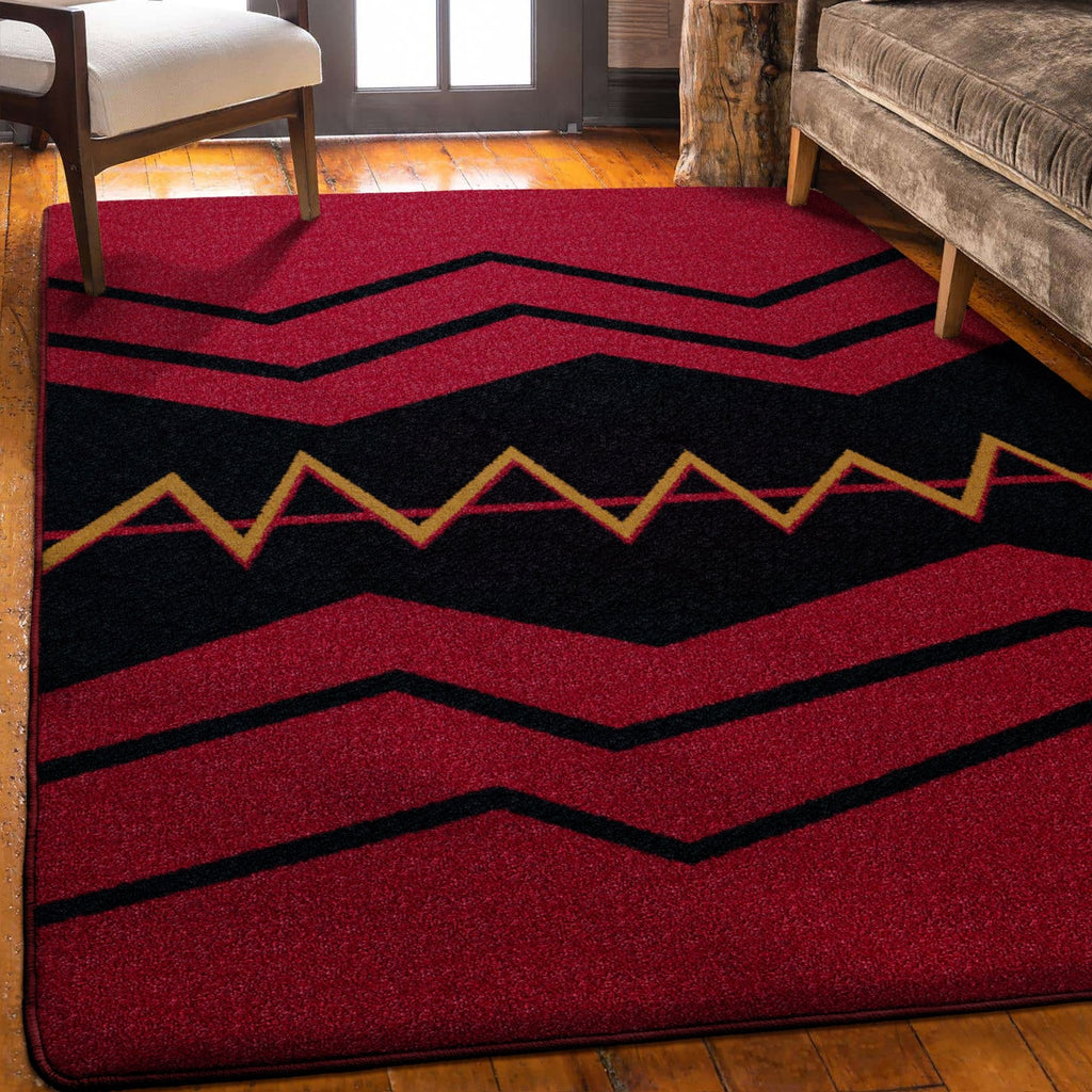 War path area rug red and black made in the USA - Your Western Decor