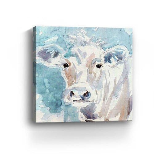 Watercolor Pastel Cow Canvas Art 30"x30" - Your Western Decor