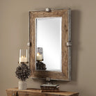 Wall mirror with rustic weathered wood and iron frame - Your Western Decor