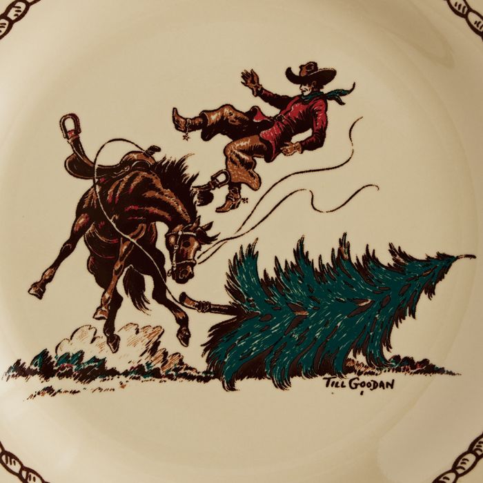 Till Goodan western art on Christmas dessert plate made in the USA - Your Western Decor