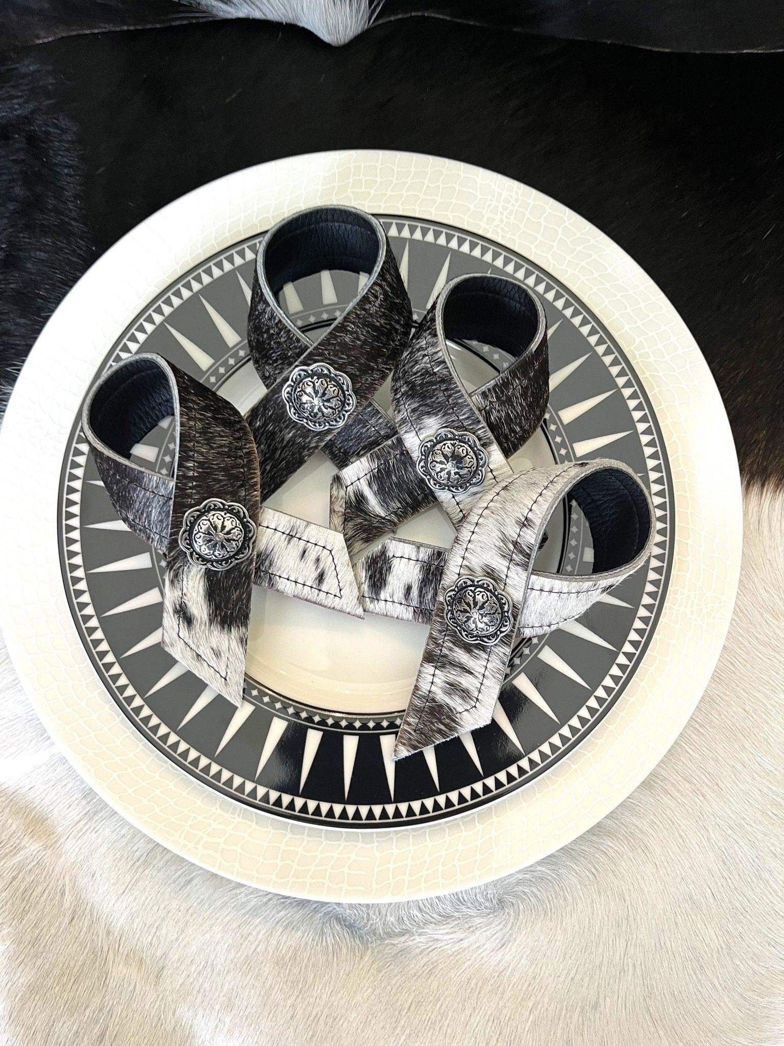 Cowhide western napkin rings handmade at Your Western Decor