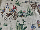 Western Ranch Fabric, cowboys, horses, cattle, cowgirls, cactus - Your Western Decor