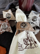 Handmade assorted 6-pc cowhide western napkin rings with conchos - Your Western Decor