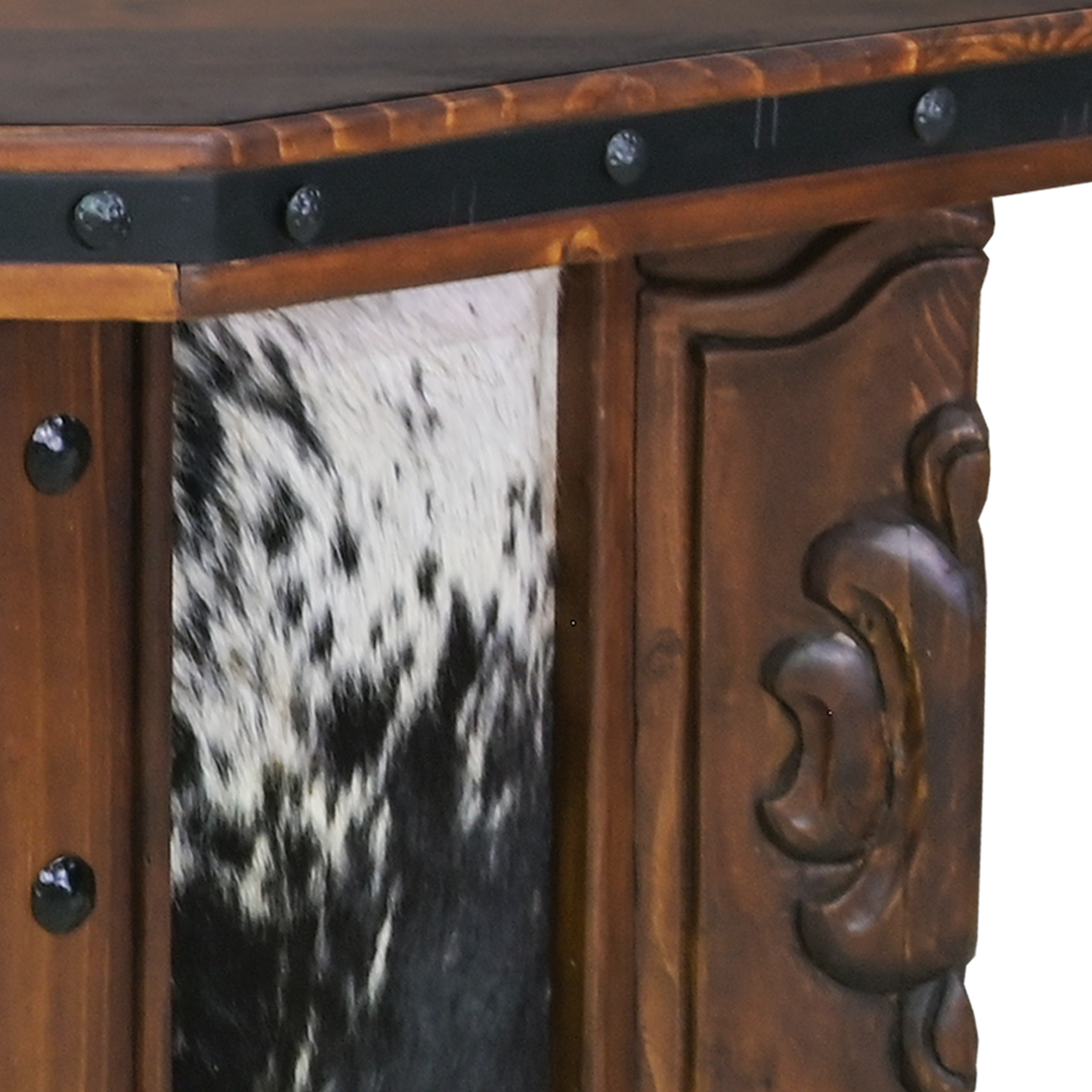 Longhorn copper panel and cowhide western desk - Your Western Decor