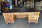 luxury western executive desk with solid wood construction and custom leather top option
