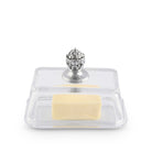 Glass butter dish with aluminum carved western concho handle on lid - Your Western Decor