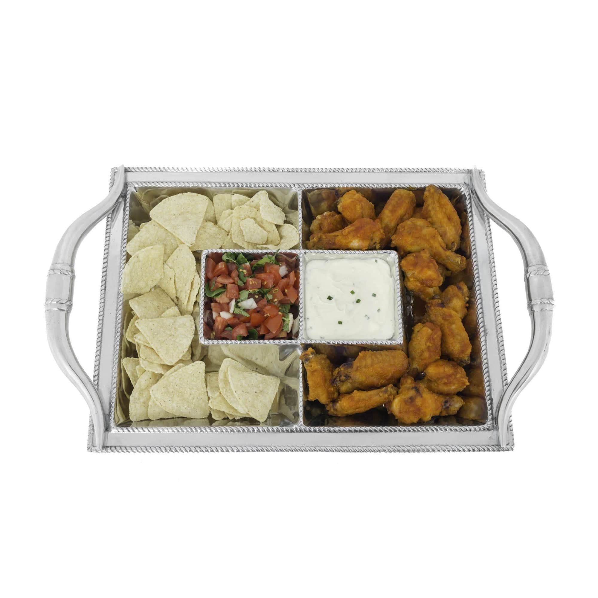 Longhorn Entertainment Tray - Aluminum - Horn Handles - 4 tray compartments - Your Western Decor