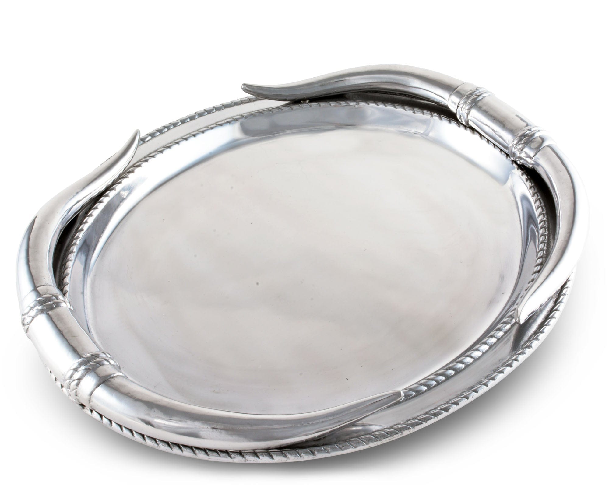 Longhorn Oval Platter - Large Longhorn Edge Detail - Aluminum - Your Western Decor