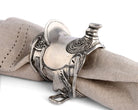Detailed western saddle napkin ring made of pure pewter - Your Western Decor