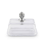 Glass butter dish with aluminum carved western concho handle on lid - Your Western Decor