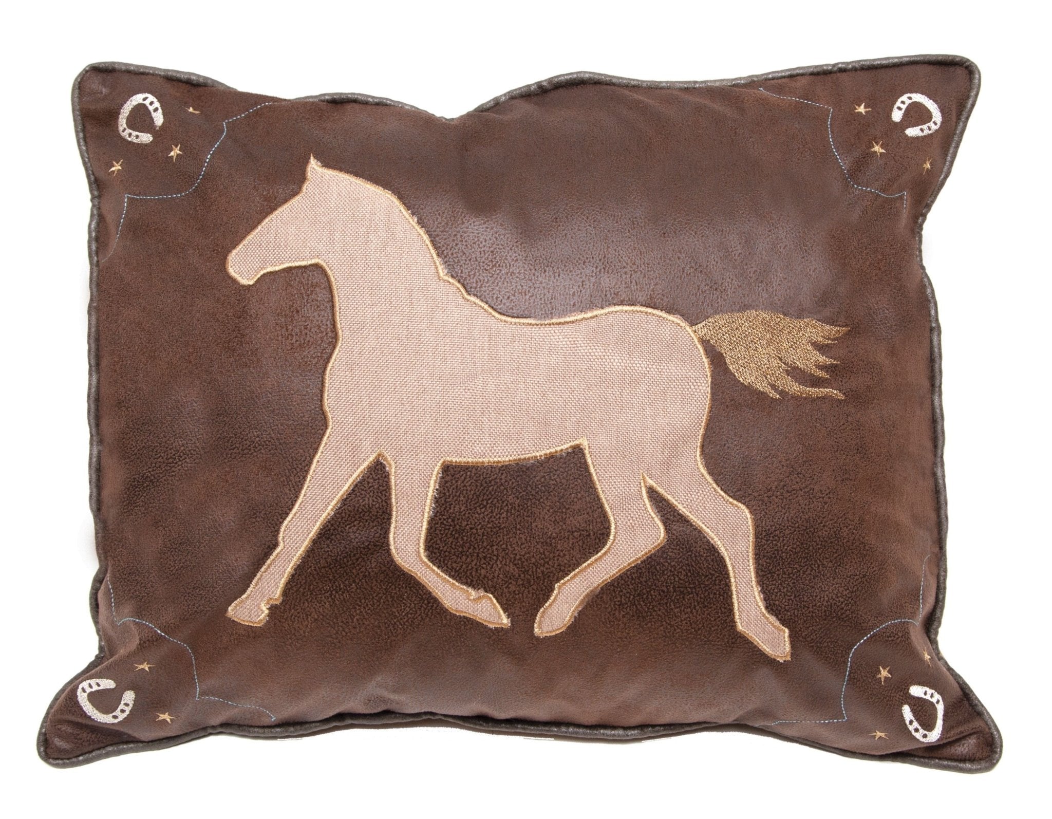 Dark brown faux leather Western Horse Throw Pillow - Your Western Decor