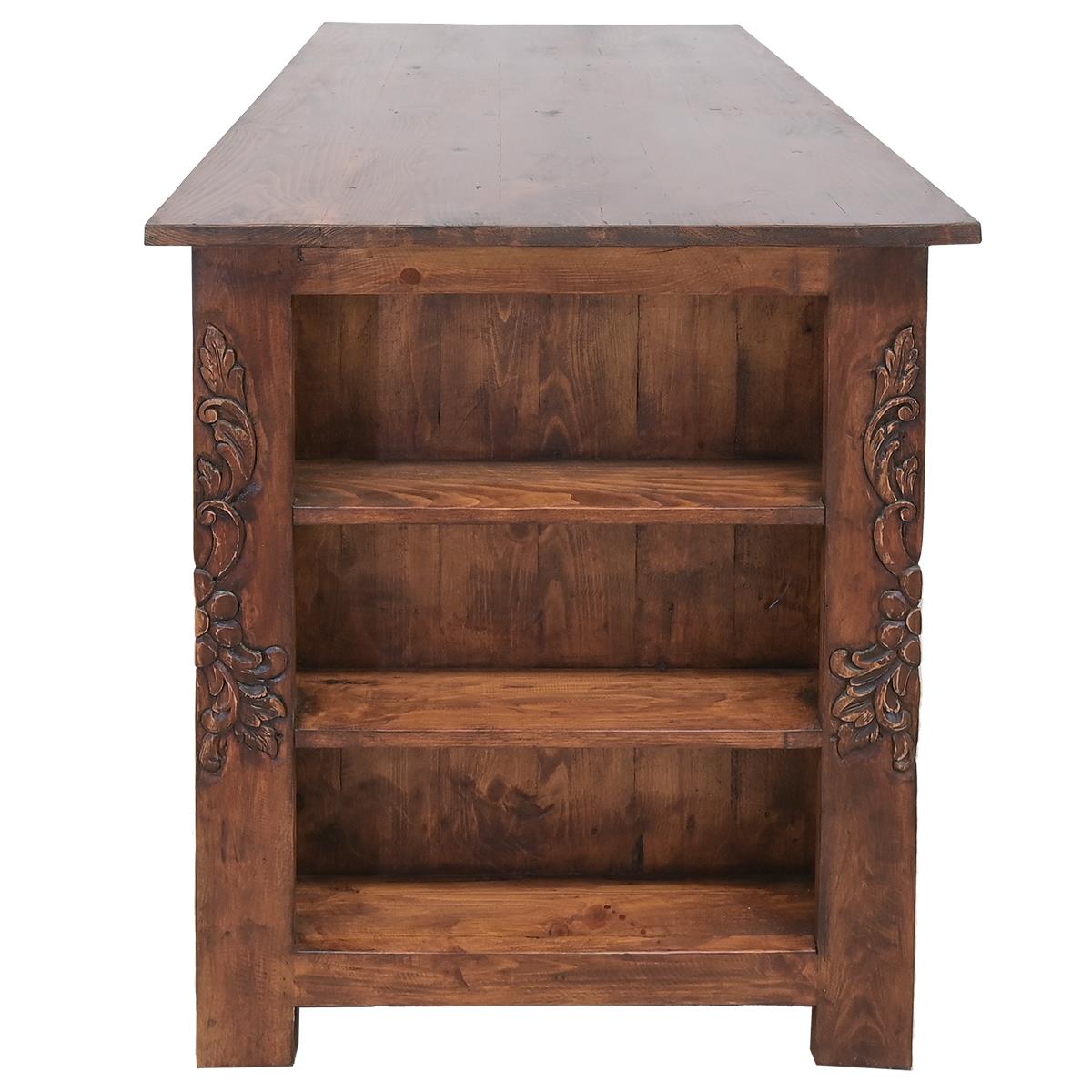 Custom made oversize Delaware Western Kitchen Island with leather drawer panels - Your Western Decor