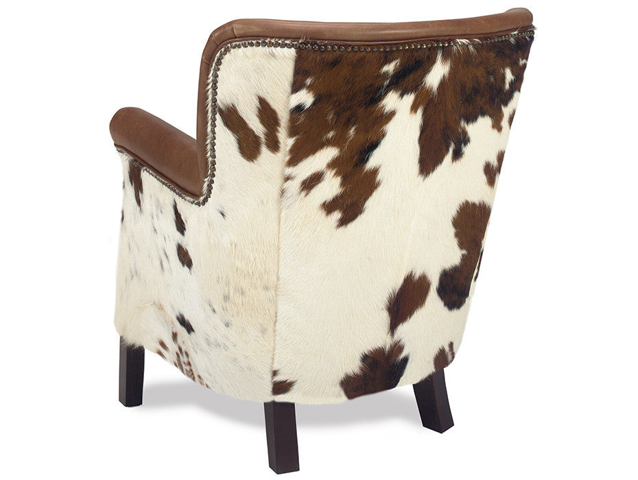 Western leather accent chair with genuine tri-color cowhide
