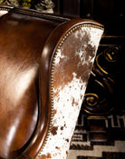 Western Leather & Cowhide Wingback Chair Detail - American Made Western Furniture - Your Western Decor