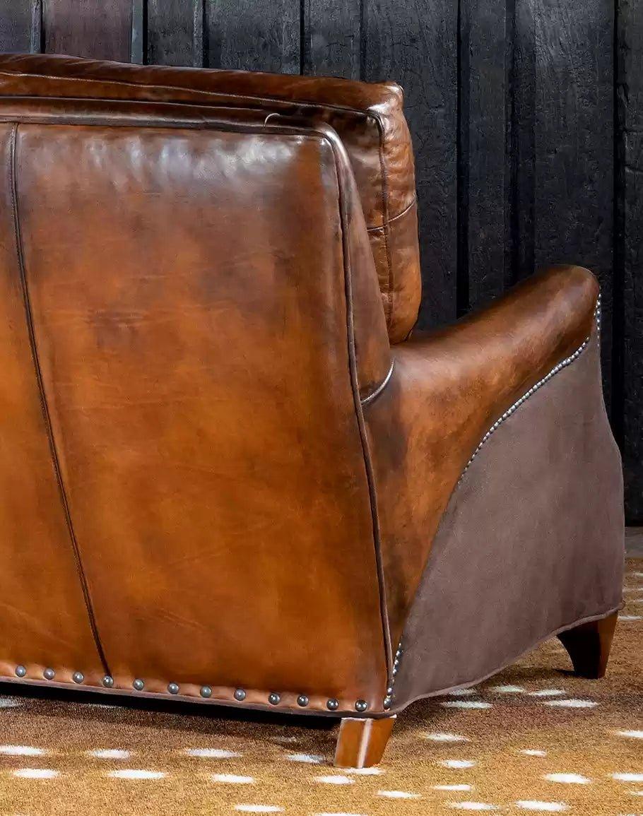 Dark Brown two tone leather sofa made in the USA - Your Western Decor