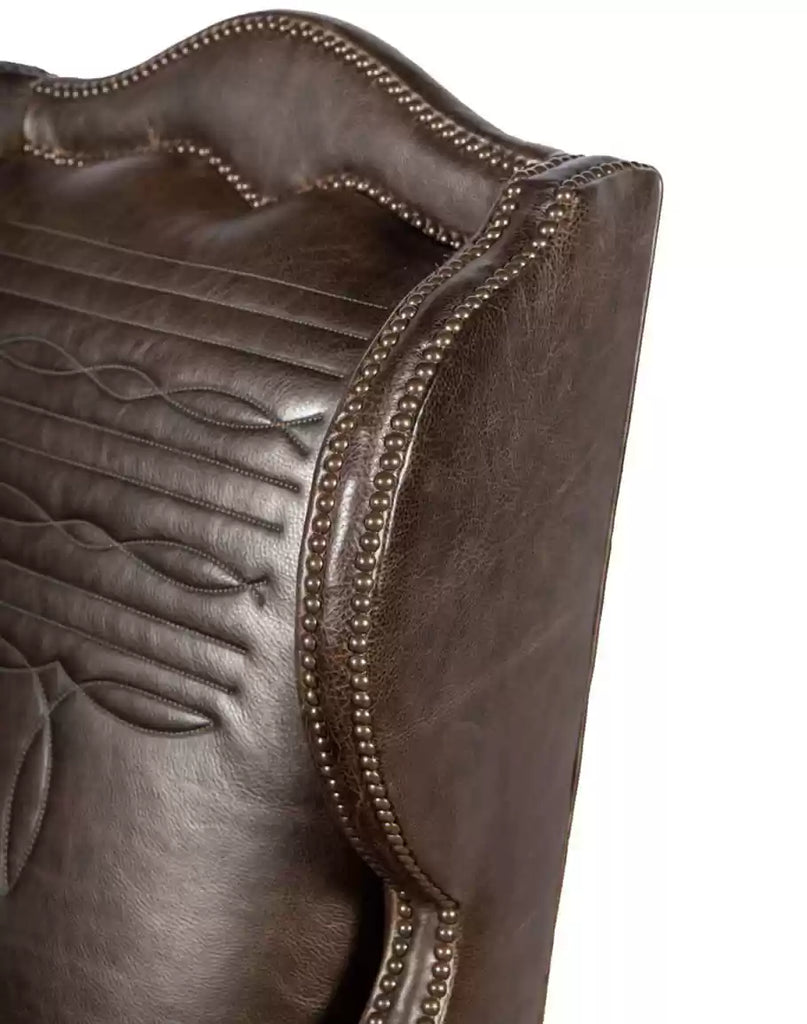 American made Western Stitch Leather Chair wing detail - Your Western Decor