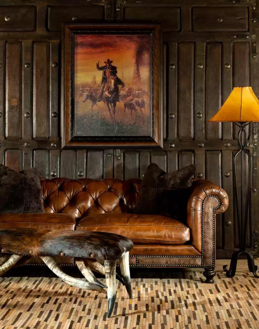 Western living room setting with Jack Terry western art - Your Western Decor