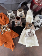 Handmade assorted 6-pc cowhide western napkin rings with conchos - Your Western Decor