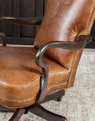 Boot Stitch Western Desk Chair in brown leather, American made - Your Western Decor