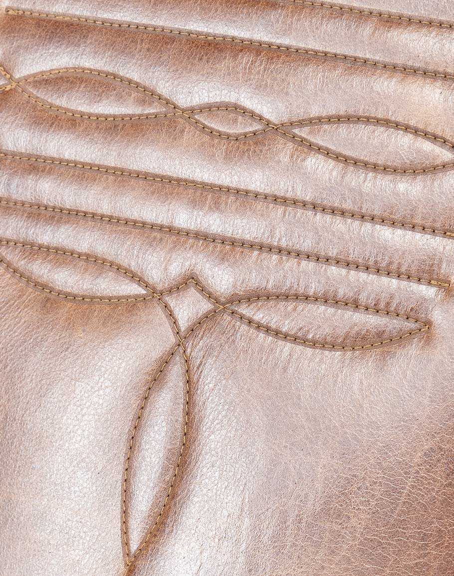 Boot stitch design detail on brown leather western office chair made in the USA - Your Western Decor