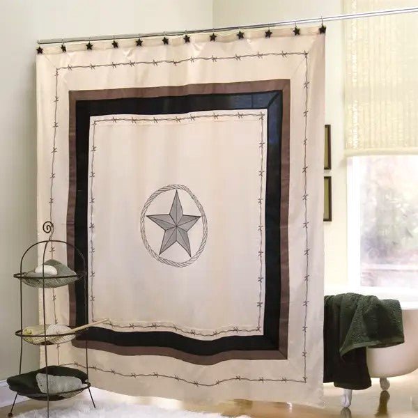 Western Star and Barbed Wire Shower Curtain - Your Western Decor