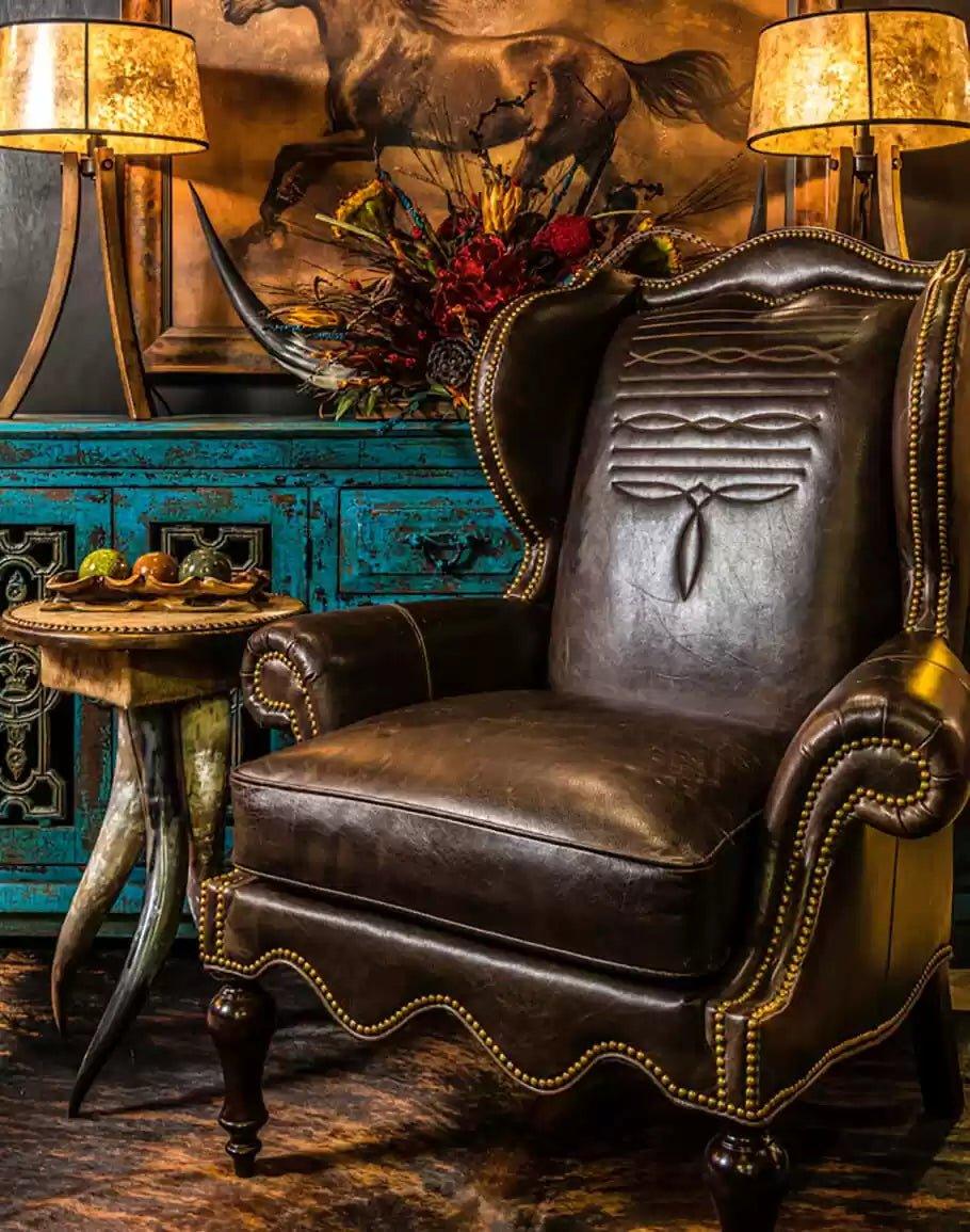 American made Western Stitch Leather Chair - Your Western Decor