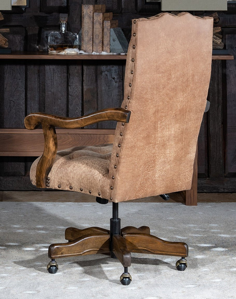 Western Trails Leather Office Chair seat back - Your Western Decor